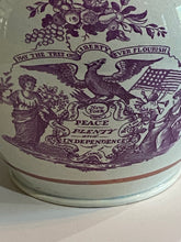 Load image into Gallery viewer, Historical Staffordshire Success to the United States and Peace, Plenty and Independence Pink Luster Ca. 1820