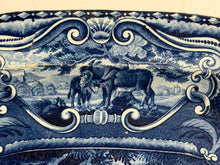 Load image into Gallery viewer, Staffordshire Blue Transfer Quadrupeds Platter with Deer Ca. 1825
