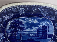 Load image into Gallery viewer, Historical Staffordshire Blue Platter Brooklyn Ferry New York Rare View