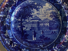 Load image into Gallery viewer, Historical Staffordshire Blue Soup Plate Capital Washington