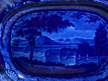 Load image into Gallery viewer, Historical Staffordshire Blue Platter Catskill Mountains Hudson River by Wood 1825