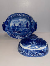 Load image into Gallery viewer, Historical Staffordshire Blue Woodlands Near Philadelphia Vegetable Dish Rare