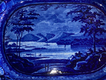 Load image into Gallery viewer, Historical Staffordshire Blue Platter View of Lake George New York Ca. 1825
