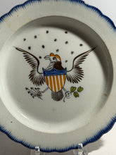 Load image into Gallery viewer, Staffordshire Pearlware Blue Shell Edge Leeds Plate Eagle Shield Historical
