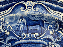 Load image into Gallery viewer, Staffordshire Blue Transfer Quadrupeds Platter Elephant Ca. 1825