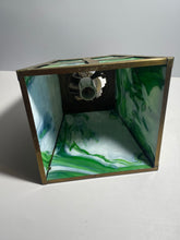 Load image into Gallery viewer, Vintage Slag Glass Arts And Crafts Hanging Light Mission Brass Green Glass
