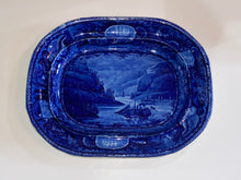Load image into Gallery viewer, Historical Staffordshire Blue Small Platter Highlands Hudson River Chancellor of Livingston Boat 1825