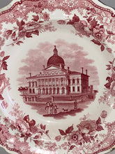 Load image into Gallery viewer, Historical Staffordshire Pink Transfer Soup Plate Boston State House Ca. 1825
