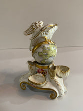 Load image into Gallery viewer, Staffordshire Porcelain Eagle and Globe Inkwell