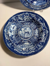 Load image into Gallery viewer, Staffordshire Blue Transfer Soup Plate Quadrupeds Tibetan Mule Deer Ca. 1825