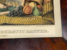 Load image into Gallery viewer, Original Currier & Ives Grand National Democratic Banner Peace Union and Victory Genl. George McClellan Hon. H. Pendleton