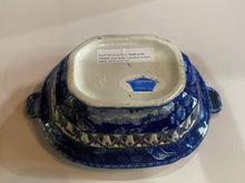 Load image into Gallery viewer, Historical Staffordshire Blue Reticulated Basket Eirth on the Thames Scare View on this Form