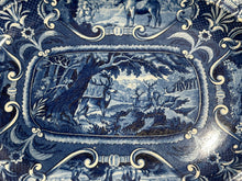 Load image into Gallery viewer, Staffordshire Blue Transfer Quadrupeds Platter with Deer Ca. 1825