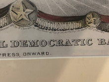 Load image into Gallery viewer, Original N. Currier Print Grand National Democratic Banner Polk and Dallas