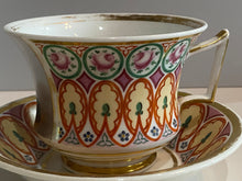 Load image into Gallery viewer, 19th Century Hand Painted Porcelain Cup and Saucers General Lafayette