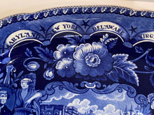 Load image into Gallery viewer, Historical Staffordshire Blue Large “States” Series Platter by Clews
