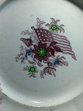 Load image into Gallery viewer, Staffordshire Mulberry Green Transfer Liberty Cap Patriotic Flag 3 Dinner Plates 1840