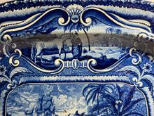 Load image into Gallery viewer, Staffordshire Blue Transfer Quadrupeds Platter with Rhino Ca. 1825