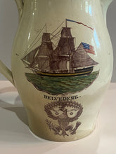 Load image into Gallery viewer, Staffordshire Creamware Liverpool Pitcher Polychrome Ship Belvedere Washington In Glory