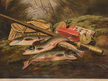 Load image into Gallery viewer, Original Currier & Ives Print Large Folio American Speckled Brook Trout Tait