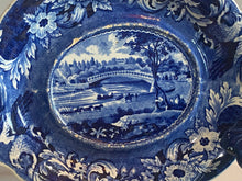Load image into Gallery viewer, Historical Staffordshire Blue Gravy Tureen and Tray Upper Ferry Bridge Over River Schuylkill