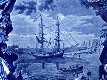 Load image into Gallery viewer, Historical Staffordshire Blue Soup Plate The Beach At Brighton Ca. 1825