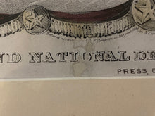 Load image into Gallery viewer, Original N. Currier Print Grand National Democratic Banner Polk and Dallas
