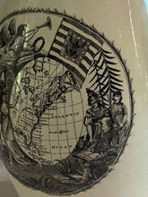 Load image into Gallery viewer, Staffordshire Creamware Liverpool Pitcher Map of East Coast Eagle Shield Washington Poem