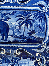 Load image into Gallery viewer, Staffordshire Blue Transfer Quadrupeds Platter Elephant Ca. 1825