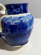 Load image into Gallery viewer, Historical Staffordshire Blue Pitcher Boston State House Scudder’s Museum 1825