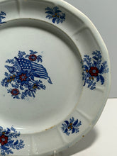 Load image into Gallery viewer, Staffordshire Blue Transfer Liberty Cap Patriotic Flag Small Plate Ca. 1840
