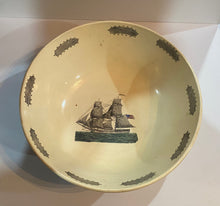 Load image into Gallery viewer, Staffordshire Creamware Liverpool Large Punch Bowl Ship Eagle Washington
