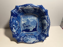 Load image into Gallery viewer, Staffordshire Blue Transfer Quadrupeds Footed Compote with Newfoundland Dog Ca. 1825