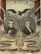 Load image into Gallery viewer, Original N. Currier Print Grand National Democratic Banner Polk and Dallas