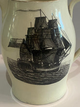 Load image into Gallery viewer, Staffordshire Creamware Liverpool Pitcher Ship Building Scene and American Ship