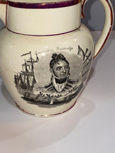 Load image into Gallery viewer, Staffordshire War of 1812 Pitcher with Commodore Bainbridge and Lawrence Ca. 1815
