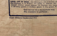 Load image into Gallery viewer, Rare Historical Kerchief Handkerchief Wreck Of Titanic Memorial 1912