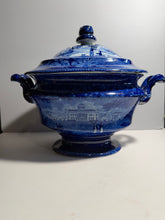 Load image into Gallery viewer, Historical Staffordshire Blue Soup Tureen Capital At Harrisburg Pa 1825