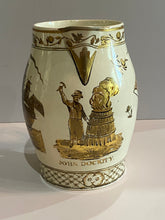 Load image into Gallery viewer, Staffordshire Creamware Liverpool Pitcher American Ships All In Gold Gilt