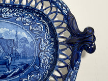 Load image into Gallery viewer, Staffordshire Blue Transfer Quadrupeds Reticulated Tray Fox and Rooster Ca. 1825