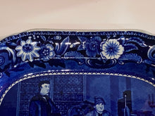 Load image into Gallery viewer, Historical Staffordshire Blue Small Platter Wilkie Series The Letter of Introduction Ca. 1825