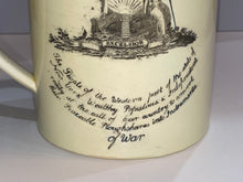 Load image into Gallery viewer, Staffordshire Creamware Liverpool Tankard Arms of New York and United States Only One Known