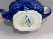 Load image into Gallery viewer, Historical Staffordshire Blue Teapot Boston Harbor Eagle
