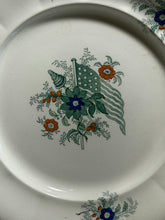 Load image into Gallery viewer, Staffordshire Mulberry Green Transfer Liberty Cap Patriotic Flag 3 Dinner Plates 1840