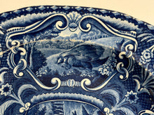 Load image into Gallery viewer, Staffordshire Blue Transfer Quadrupeds Platter with Deer Ca. 1825