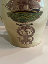 Load image into Gallery viewer, Staffordshire Creamware Liverpool Pitcher Polychrome Ship Belvedere Washington In Glory