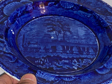 Load image into Gallery viewer, Historical Staffordshire Blue Soup Plate Baltimore And Ohio Railroad