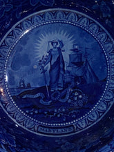 Load image into Gallery viewer, Historical Staffordshire Blue Wash Bowl Arms Of Maryland Ca. 1825 Transfer