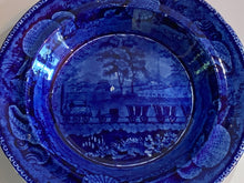 Load image into Gallery viewer, Historical Staffordshire Blue Soup Plate Baltimore And Ohio Railroad