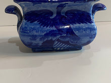 Load image into Gallery viewer, Historical Staffordshire Blue Sugar Bowl Boston Harbor Pattern Eagle